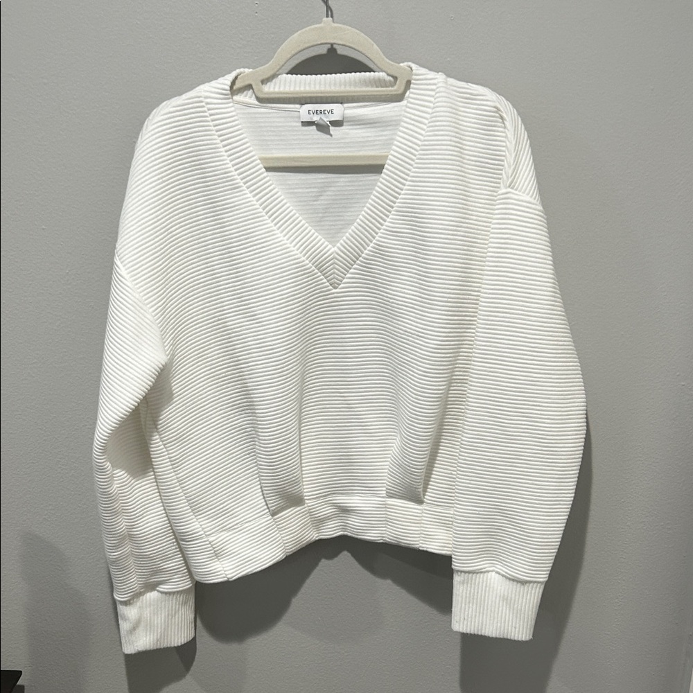 Evereve white ribbed sweatshirt